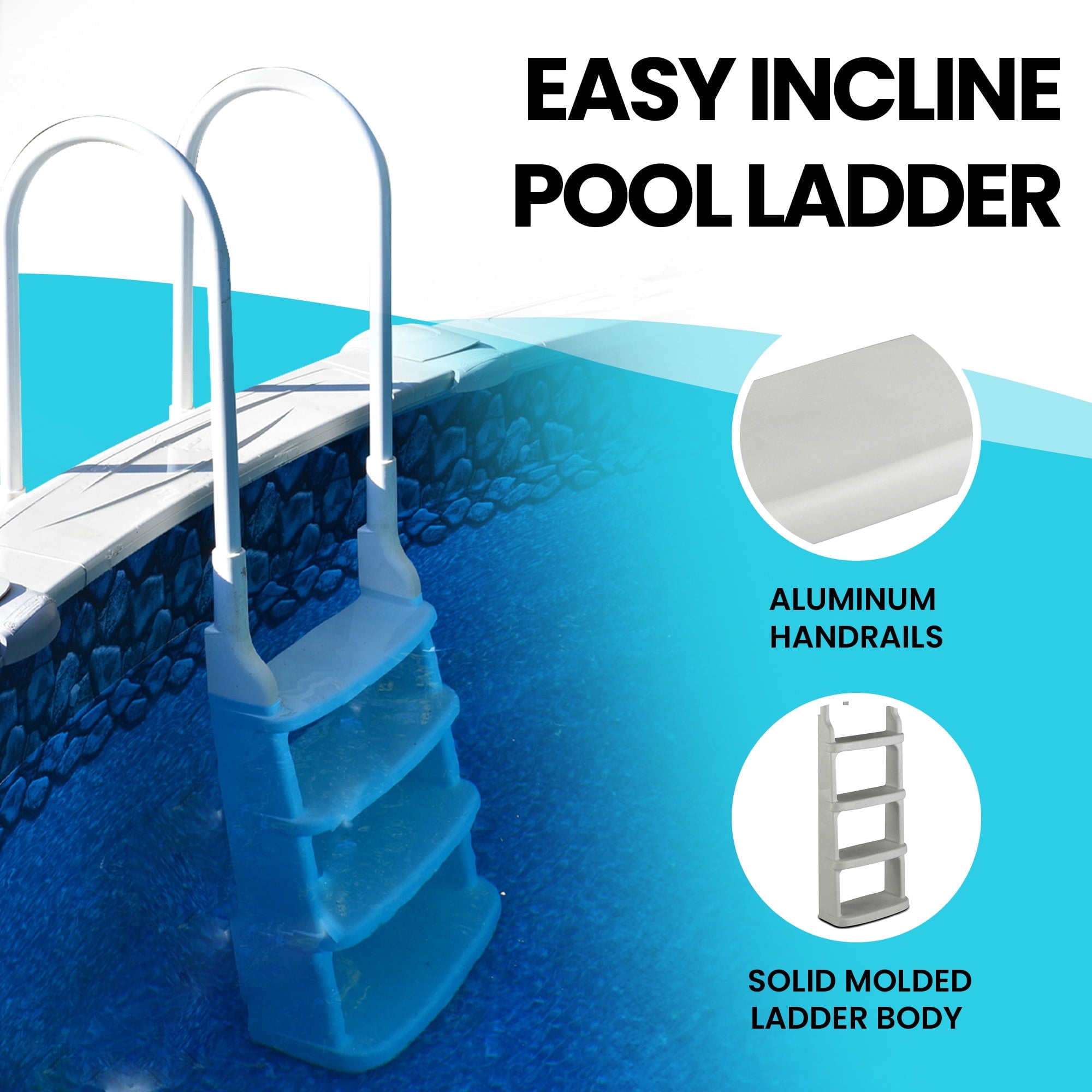 Main Access 200200 Easy Incline Above Ground In Pool Swimming Ladder, White