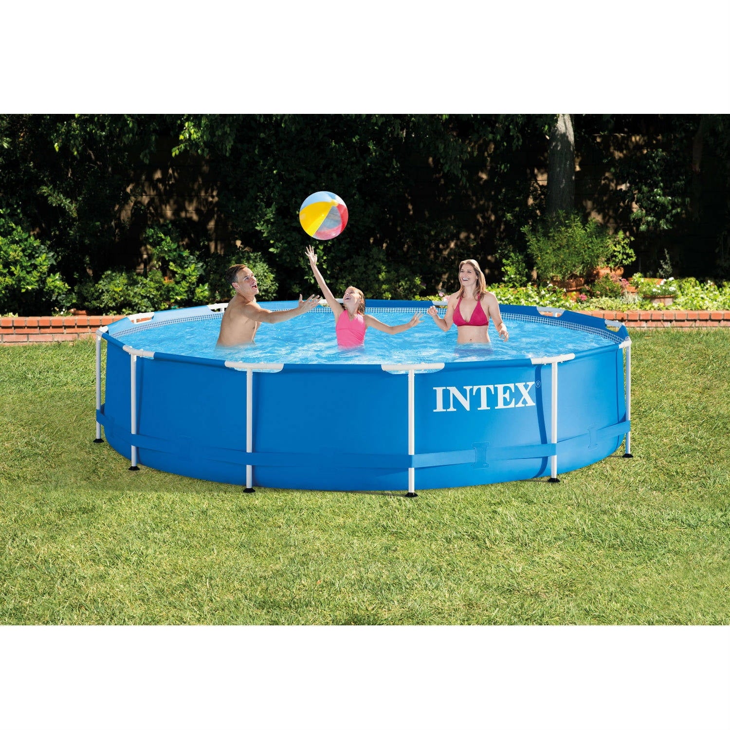 INTEX Metal Frame 10ft x 30in Above Ground Swimming Pool Set w/ Filter Pump