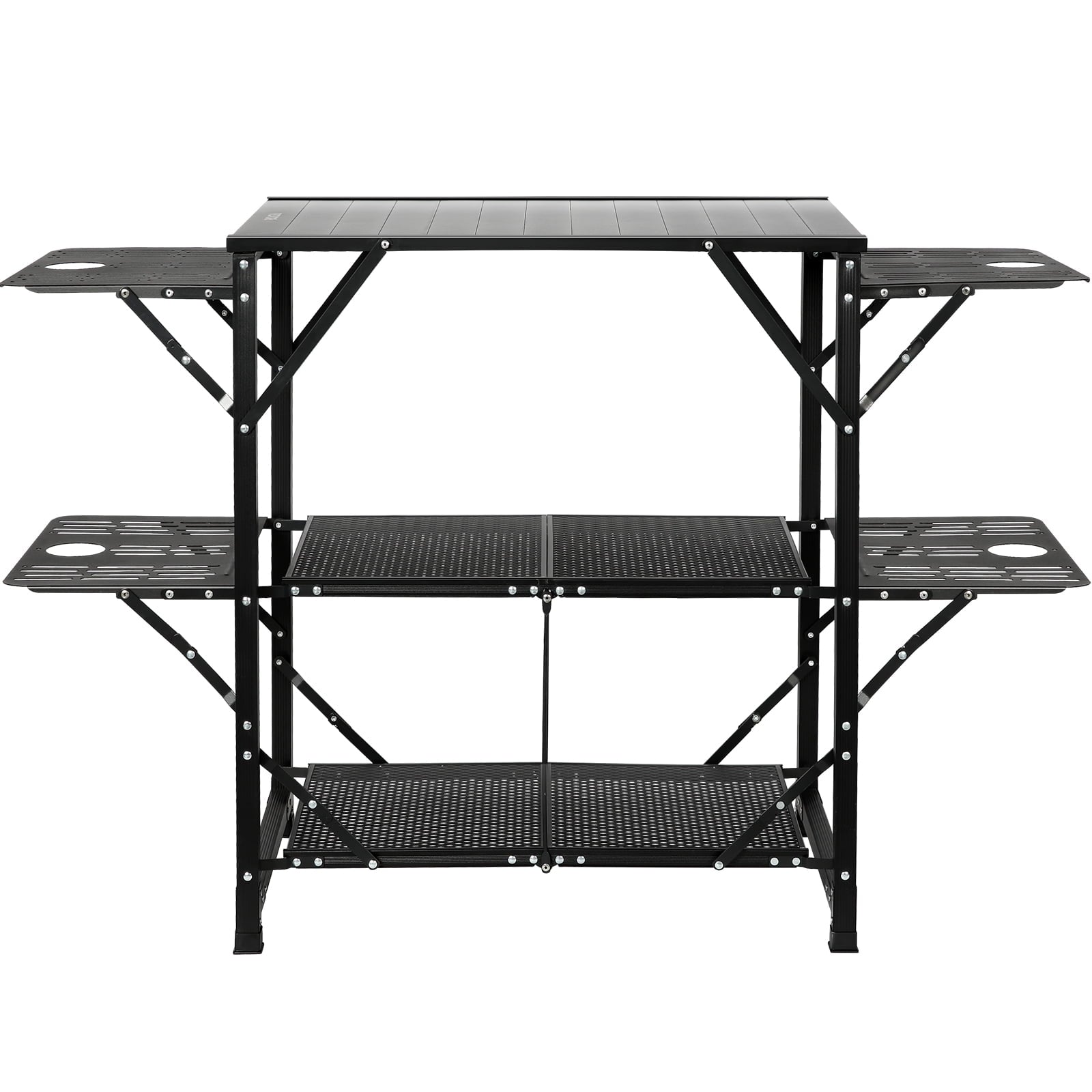 VEVOR Camping Kitchen Table, Quick set-up Folding Camping Table with A Carrying Bag, 3 Adjustable Heights, MDF Camping Table, Ideal for Outdoor Picnics, BBQs, Camping, RV Traveling