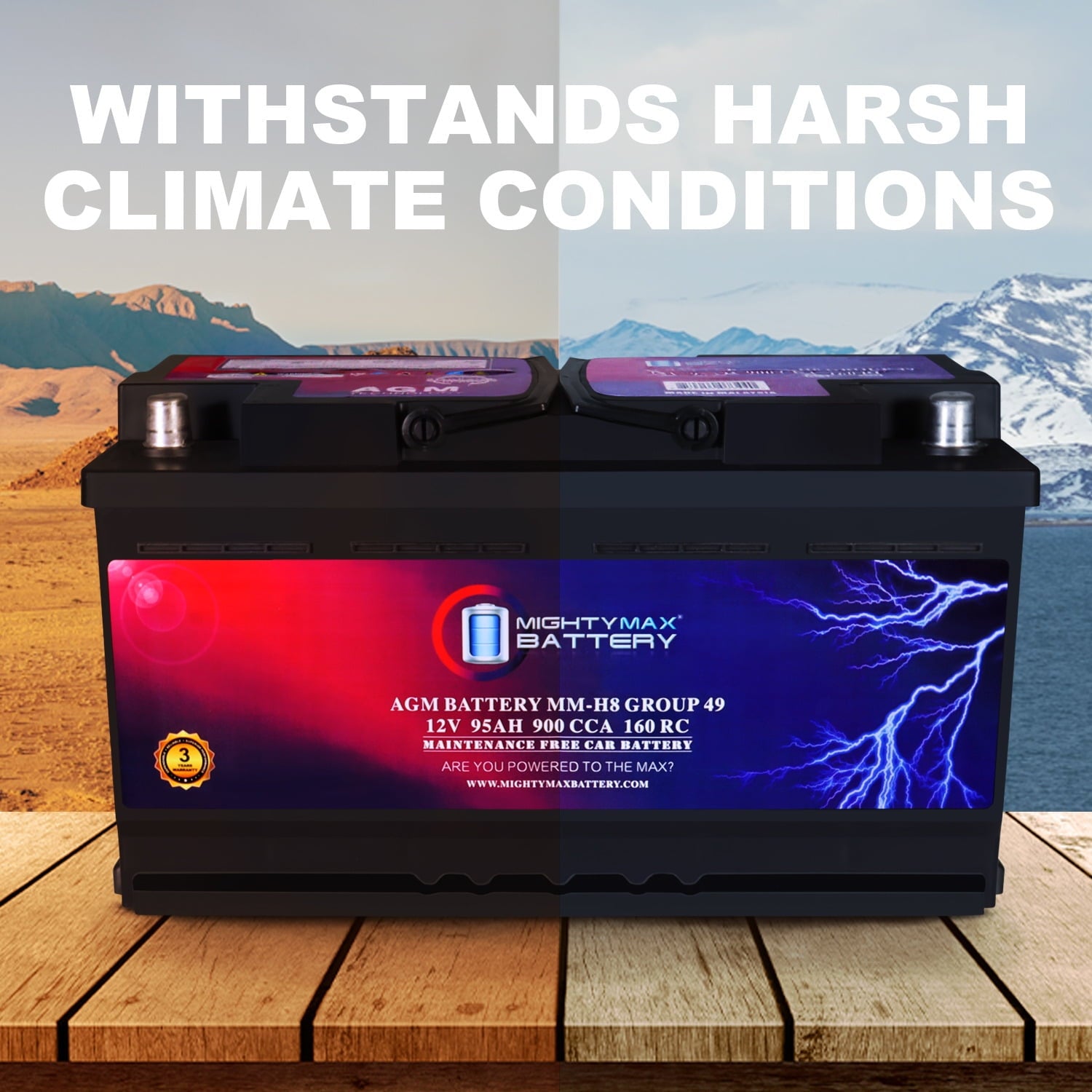 MM-H5 Start and Stop Car BCI Group Size 47 12V 60 AH, 100RC, 680 CCA Rechargeable AGM Car Battery