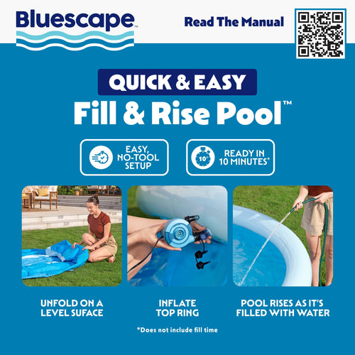 Bluescape Fast Set 10’ x 30” Round Inflatable Soft Sided Above Ground Pool Set