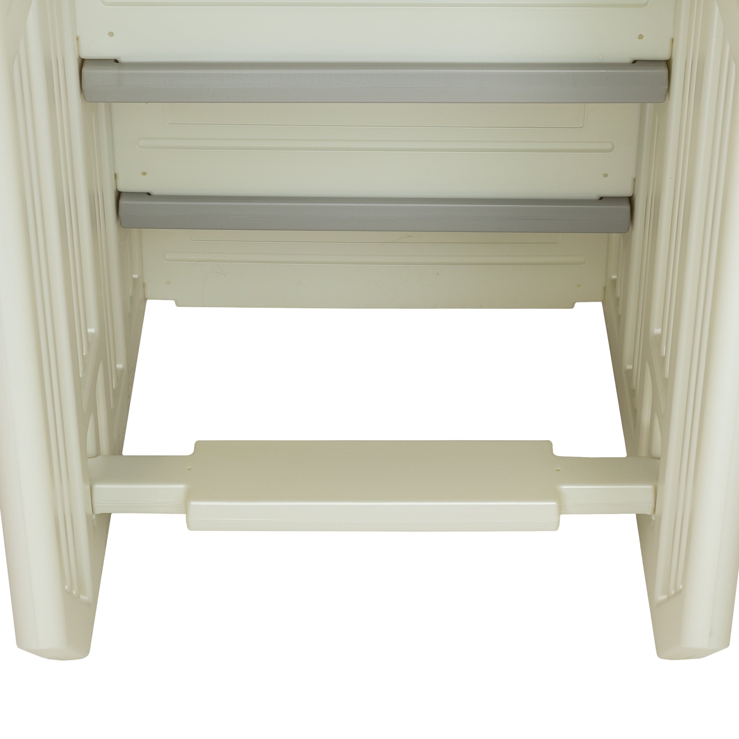 Aqua Select White Anti-Slip Pool Steps with White Steps and White Outside Flip-up Safety Ladder, 48-54H