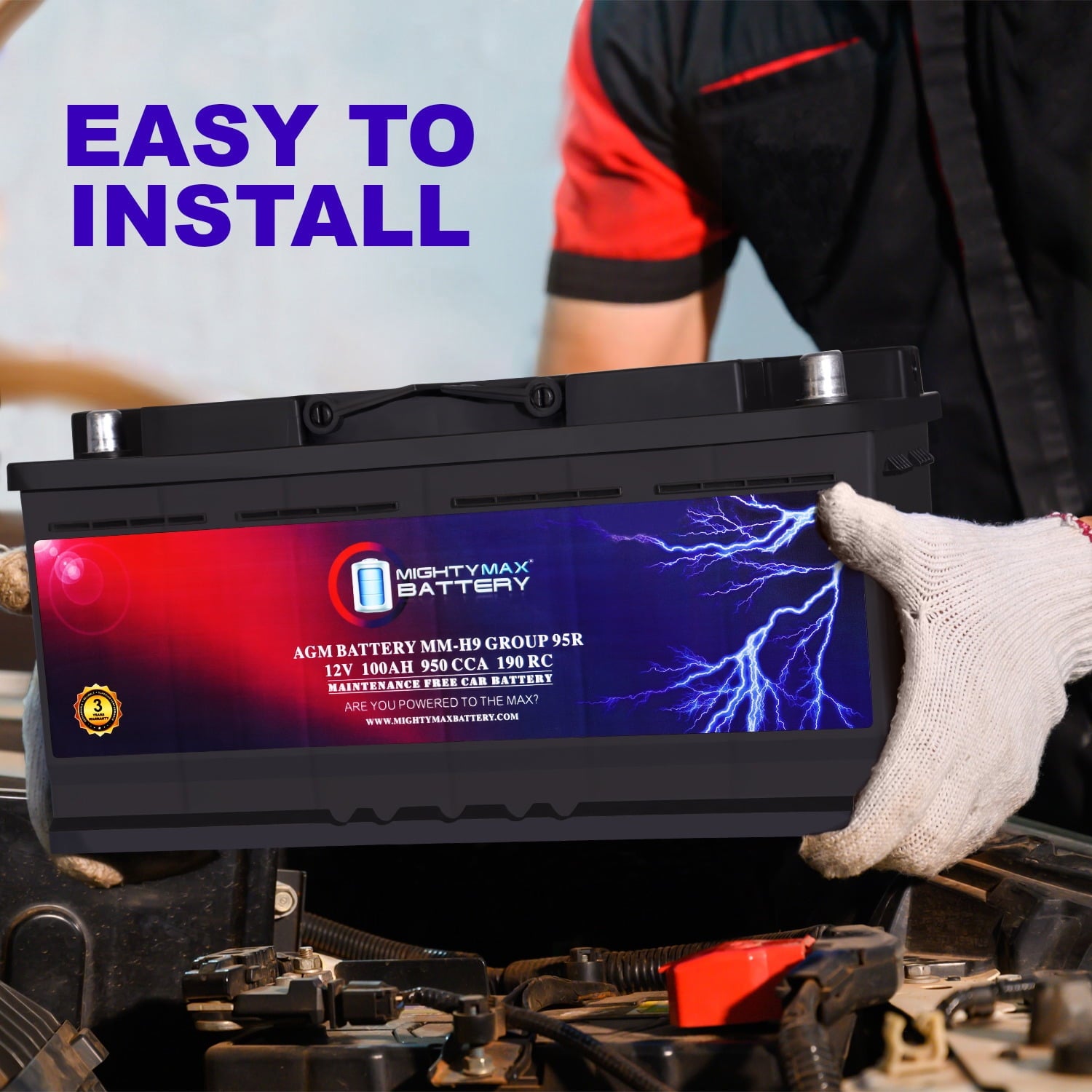 MM-H5 Start and Stop Car BCI Group Size 47 12V 60 AH, 100RC, 680 CCA Rechargeable AGM Car Battery