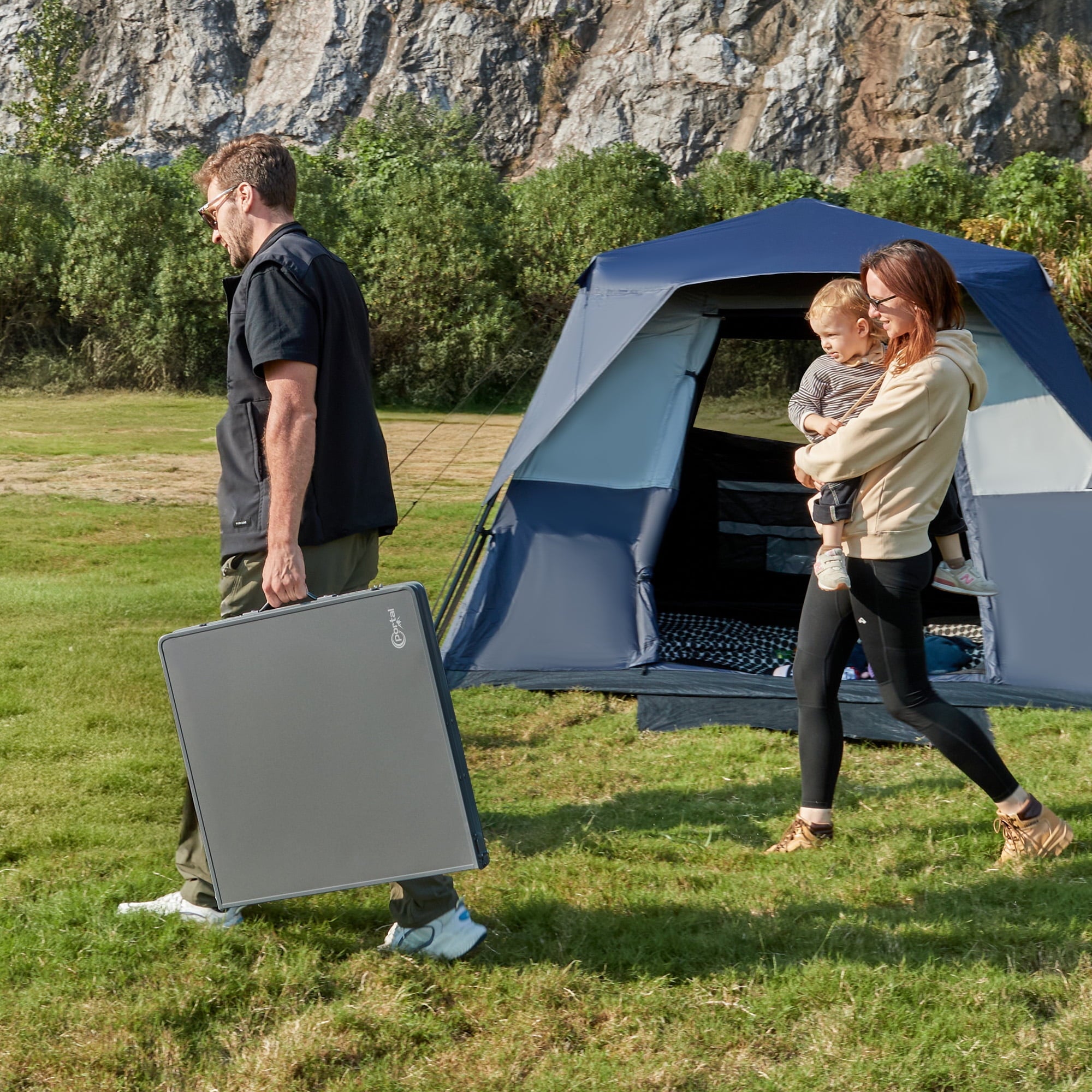 PORTAL Lightweight Folding Camping Table, Aluminum Roll Up Folding Square Table with Carry Bag for Picnic, Backyards, BBQ