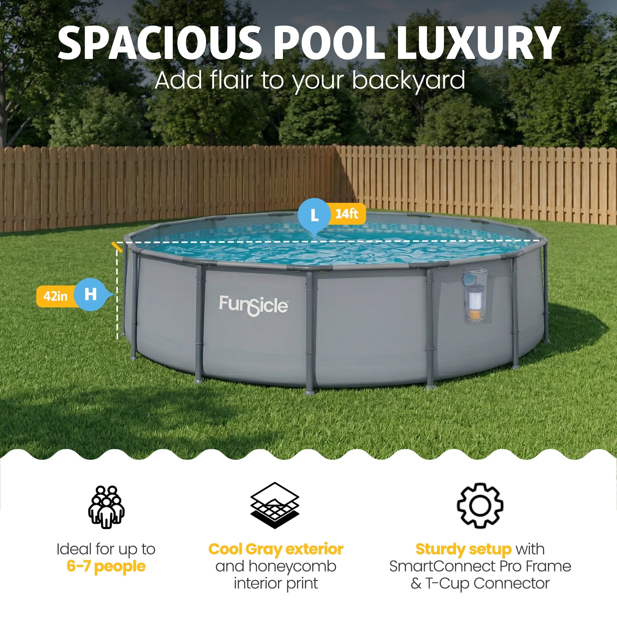 Funsicle 14ft Round Oasis Above Ground Pool with SkimmerPlus Filter Pump, Age 6 & up