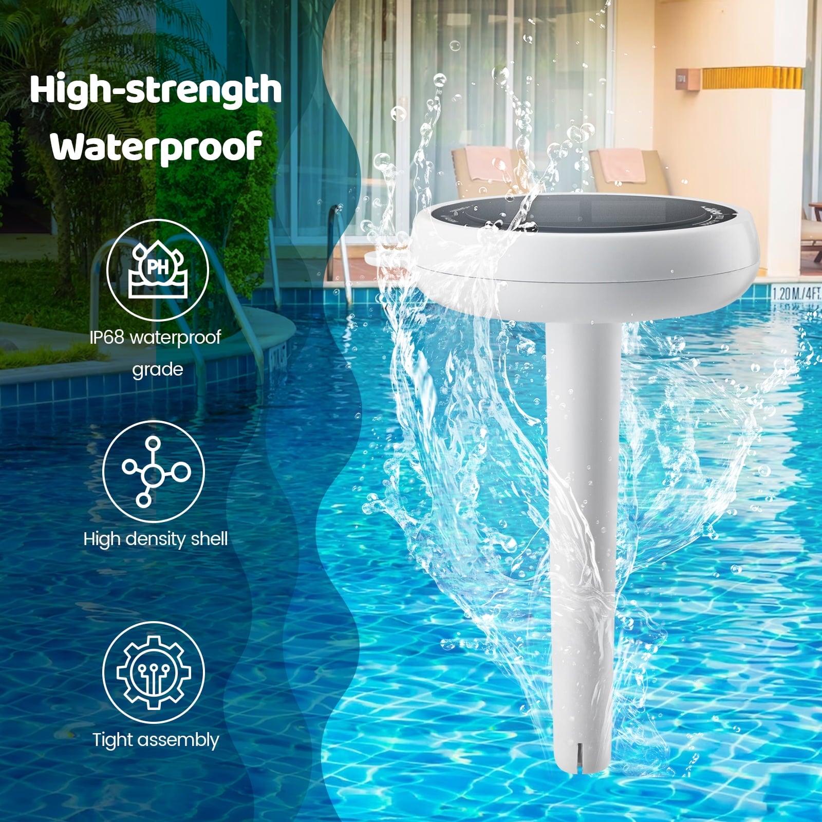 Pool Alarm, Briidea Solar Wave Pool Alarm, Summer Pool Safety, Indoor/Outdoor Dual Alert, Adjustable Sensitivity