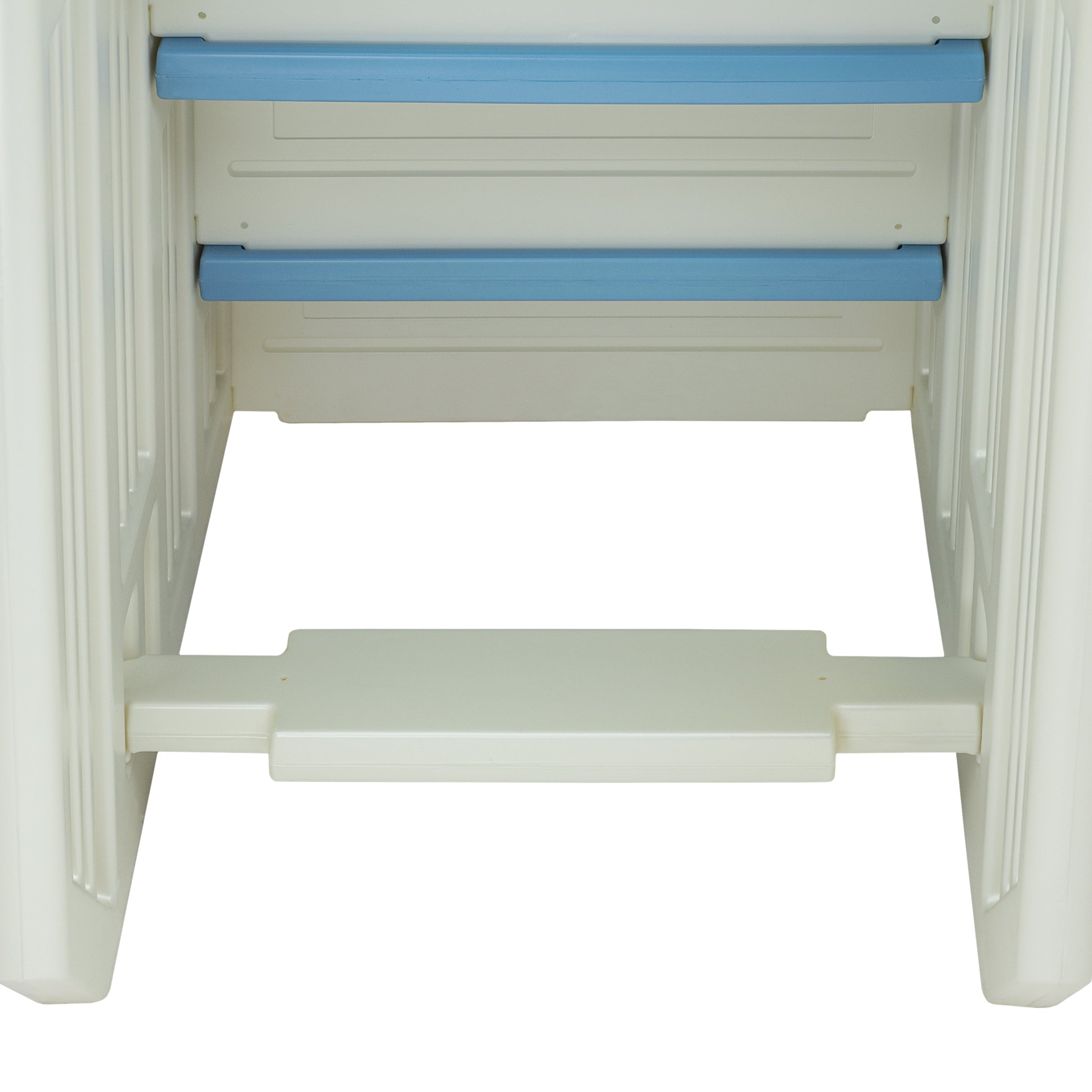 Aqua Select White Anti-Slip Pool Steps with White Steps and White Outside Flip-up Safety Ladder, 48-54H
