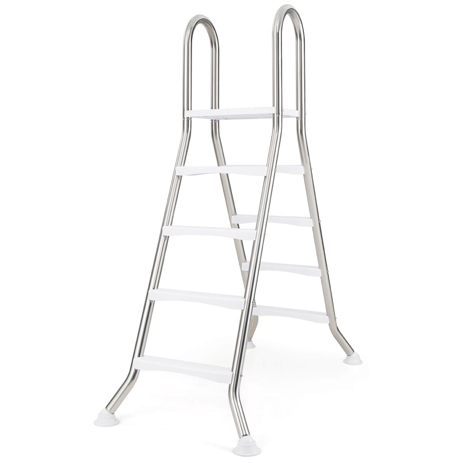 Costway 75.6 Above Ground Pool Ladder with Top Platform Non-slip Steps & Rounded Handrails