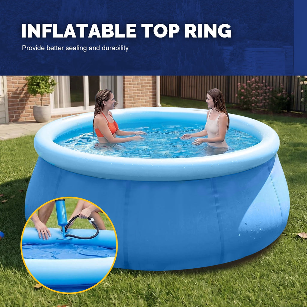 Honeydrill 12 ft x 36 in Above Ground Inflatable Pools, Top Ring Easy-Set Round Pool, Blue