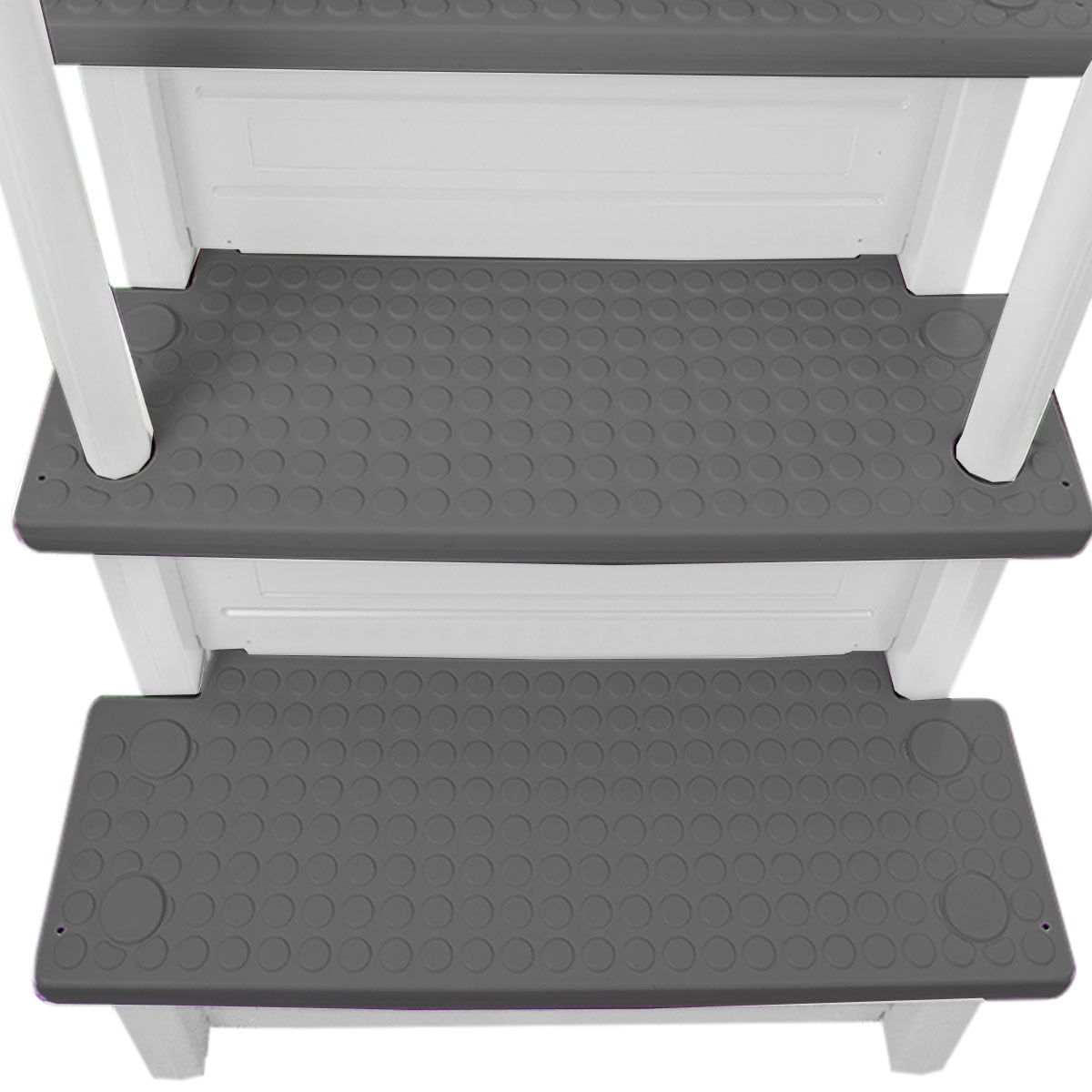 Aqua Select White Anti-Slip Pool Steps with White Steps and White Outside Flip-up Safety Ladder, 48-54H