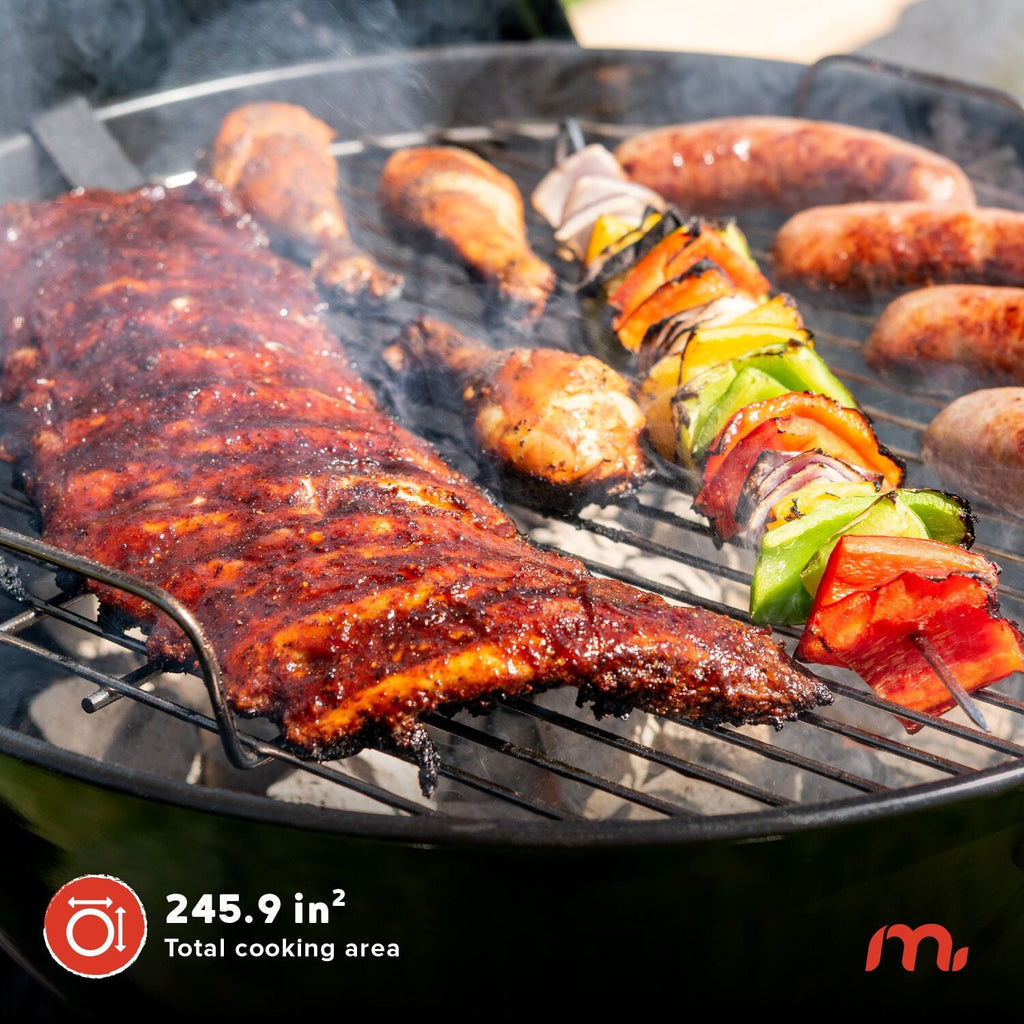 Megamaster – 22 Deluxe Charcoal Barbecue Grill with Adjustable Air Vent, Built-In Temperature Gauge, 368 SQ. In Cooking Area, Storage Rack, Portable Grill for Camping, Picnics, and More - 810-23003
