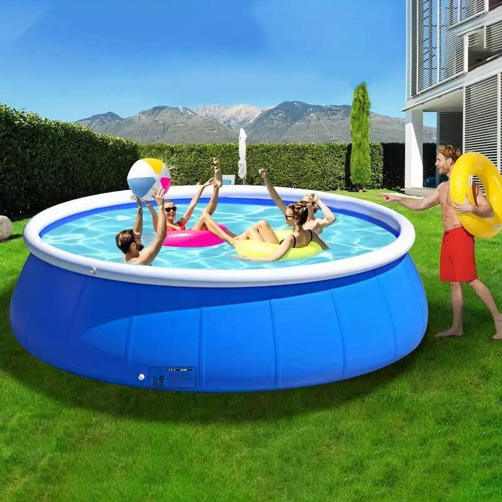 144 Blue Butterfly Inflatable Swimming Pool - Large Outdoor Coil Mesh Pool (144L X 144W X 30H)