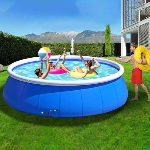 144 Blue Butterfly Inflatable Swimming Pool - Large Outdoor Coil Mesh Pool (144L X 144W X 30H)
