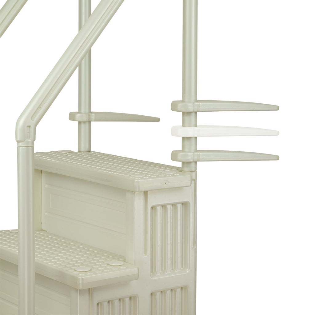 Aqua Select White Anti-Slip Pool Steps with White Steps and White Outside Flip-up Safety Ladder, 48-54H
