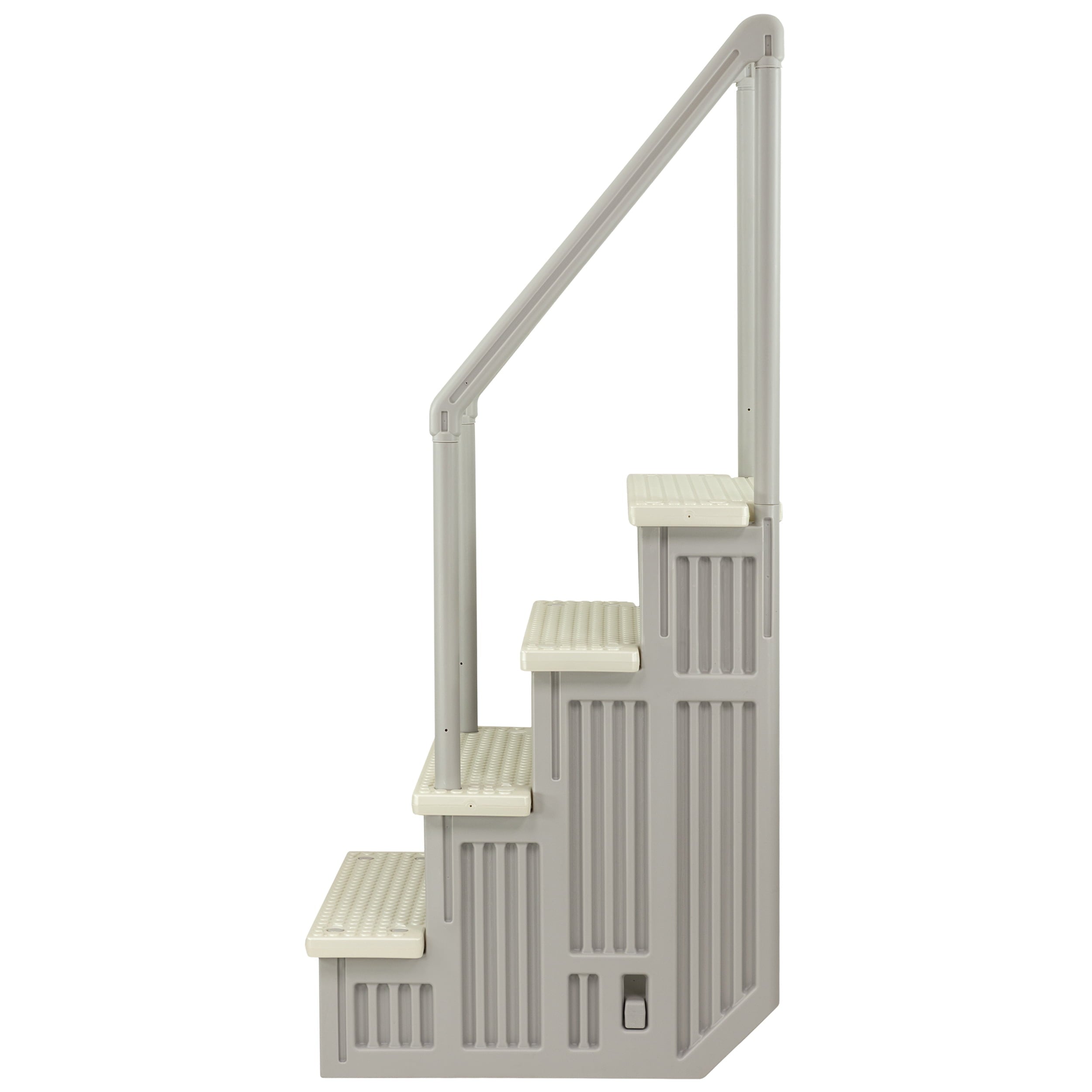 Aqua Select White Anti-Slip Pool Steps with White Steps and White Outside Flip-up Safety Ladder, 48-54H