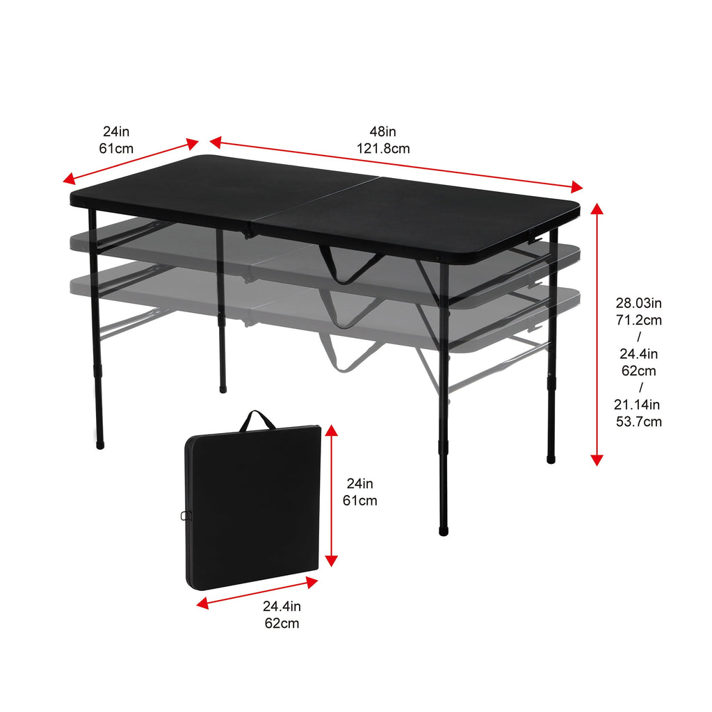 Mainstays 4' Adjustable Height Centerfold Folding Table, Black