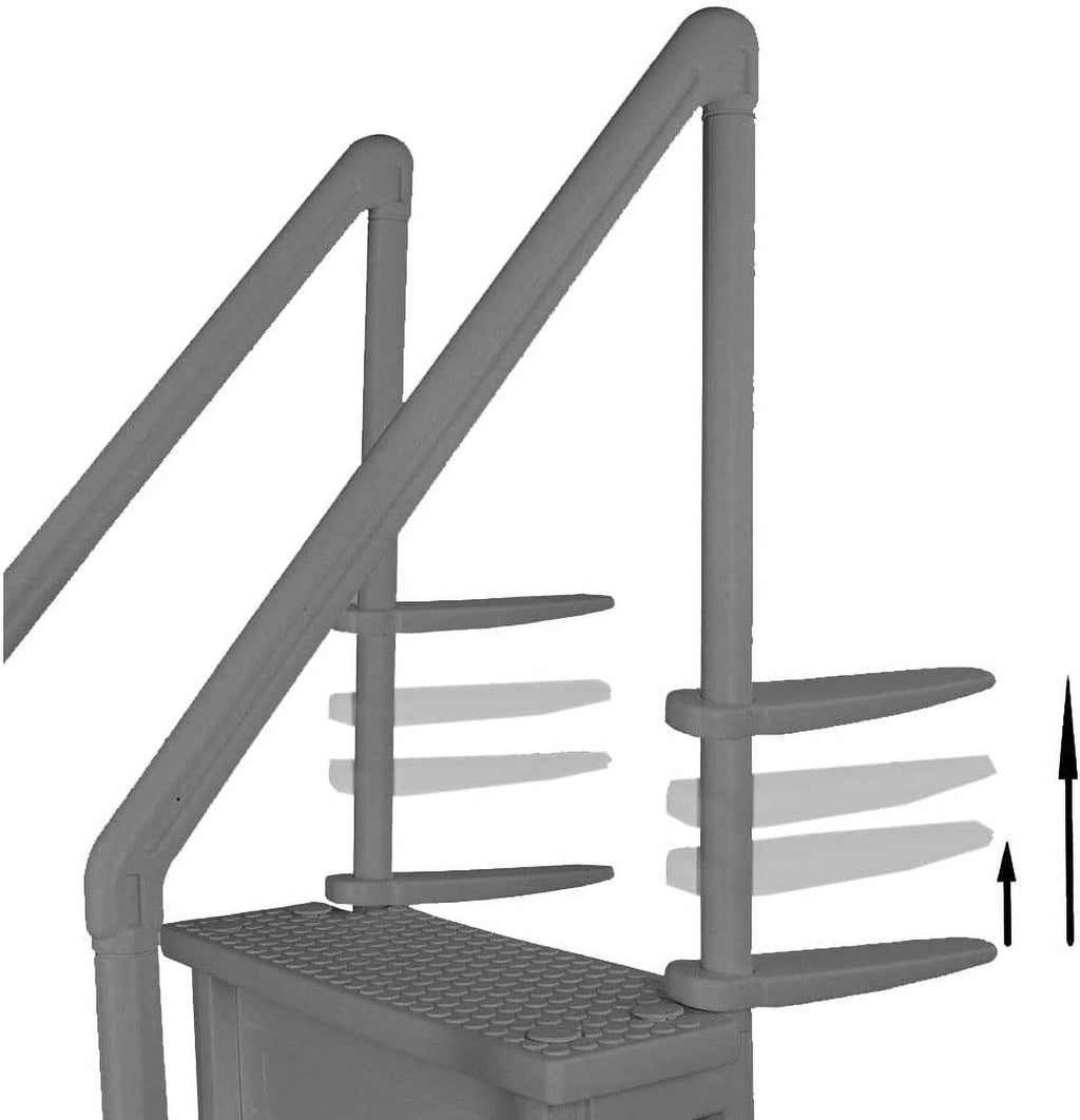 Aqua Select White Anti-Slip Pool Steps with White Steps and White Outside Flip-up Safety Ladder, 48-54H