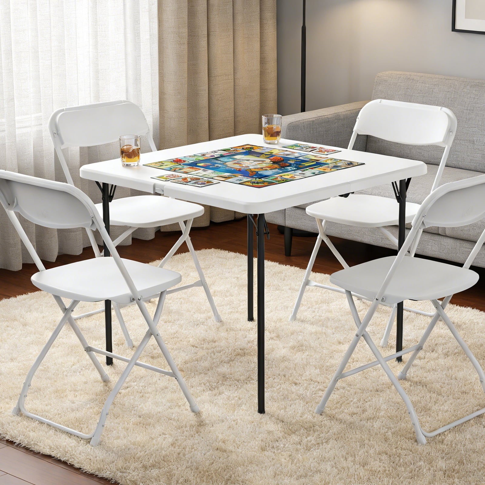 HaiCube 36-Inch Folding Table, Heavy Duty HDPE Portable Card Table, 300lb Capacity, No Assembly, Waterproof for Camping, Picnic, Party, White