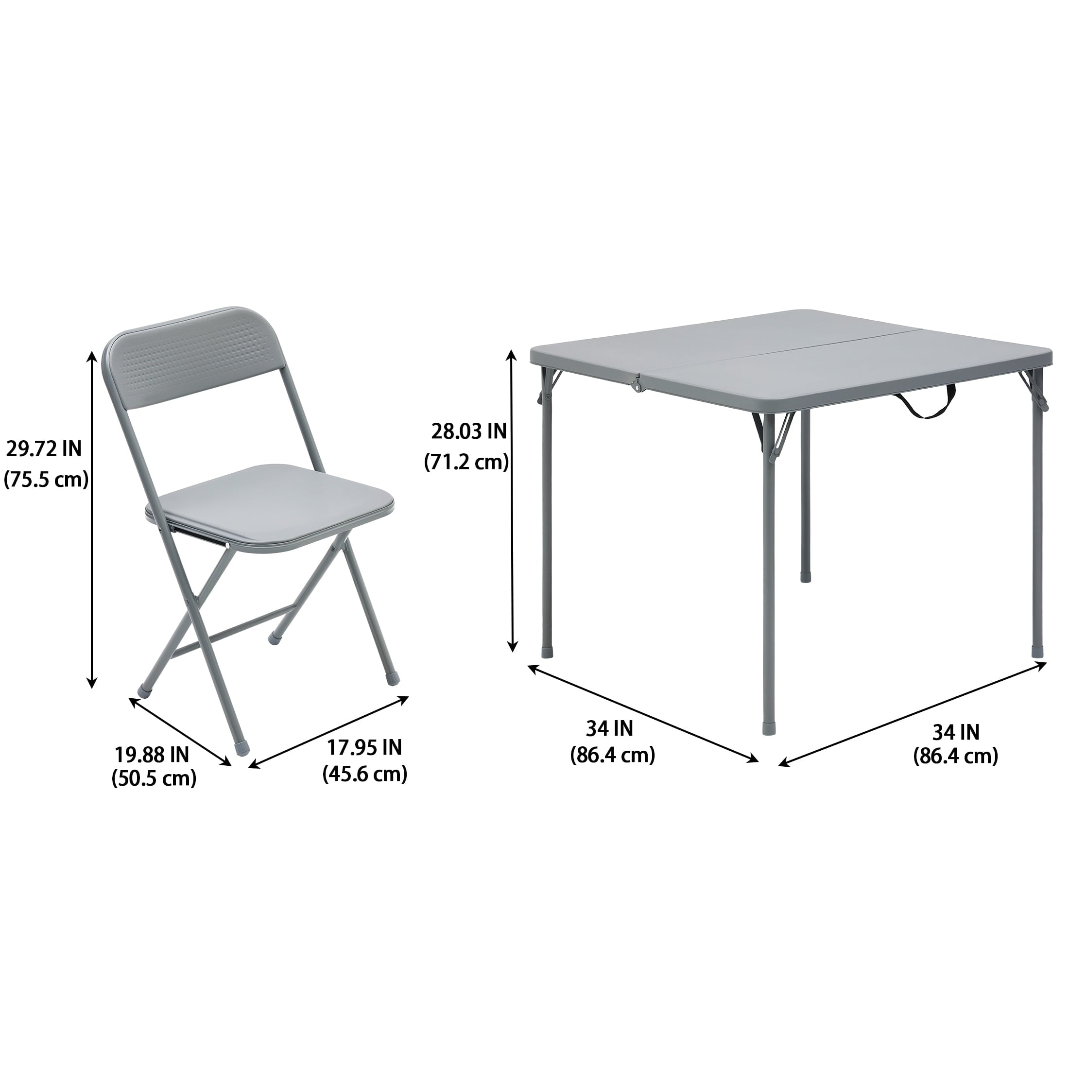 Mainstays 5-Piece 34 Square Centerfold Folding Card Table and 4 Folding Chairs Set, White