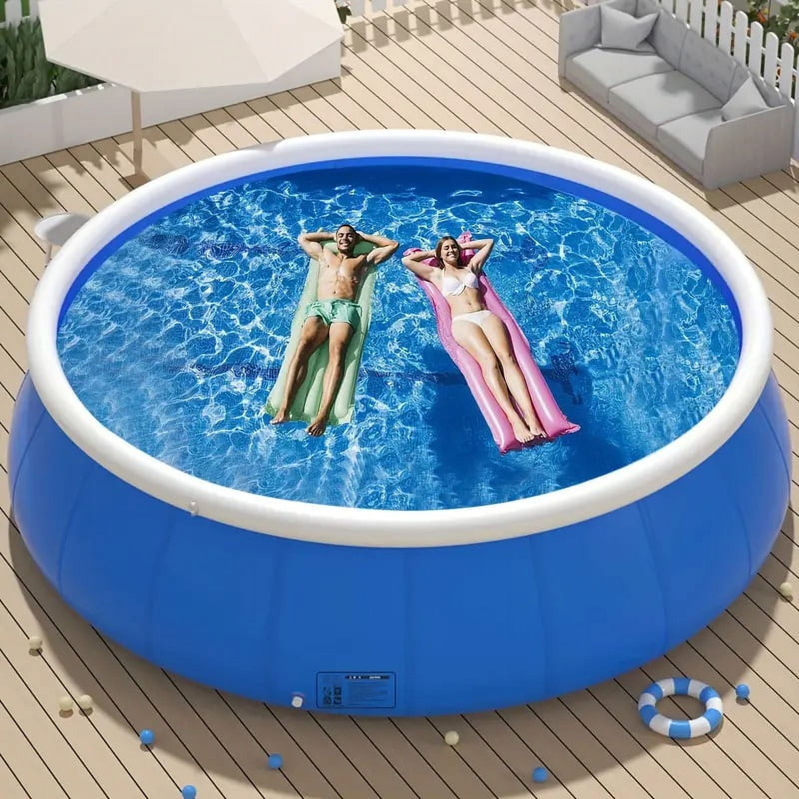 Inflatable Swimming Pool for Kids and Adults, 120 X 30 Large Ring Family Swimming Pool, Blow Up Pool for Outdoor, Garden, Backyard, Above Ground Pool