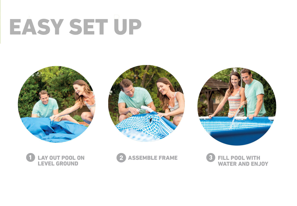 Intex 12 Ft x 30 Inches Metal Frame Set Above Ground Swimming Pool with Filter & Cover