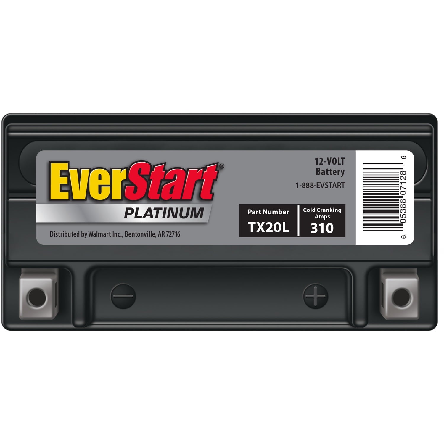 EverStart Platinum AGM Power Sport Battery, Group Size TX20L 12 Volt, 310 CCA