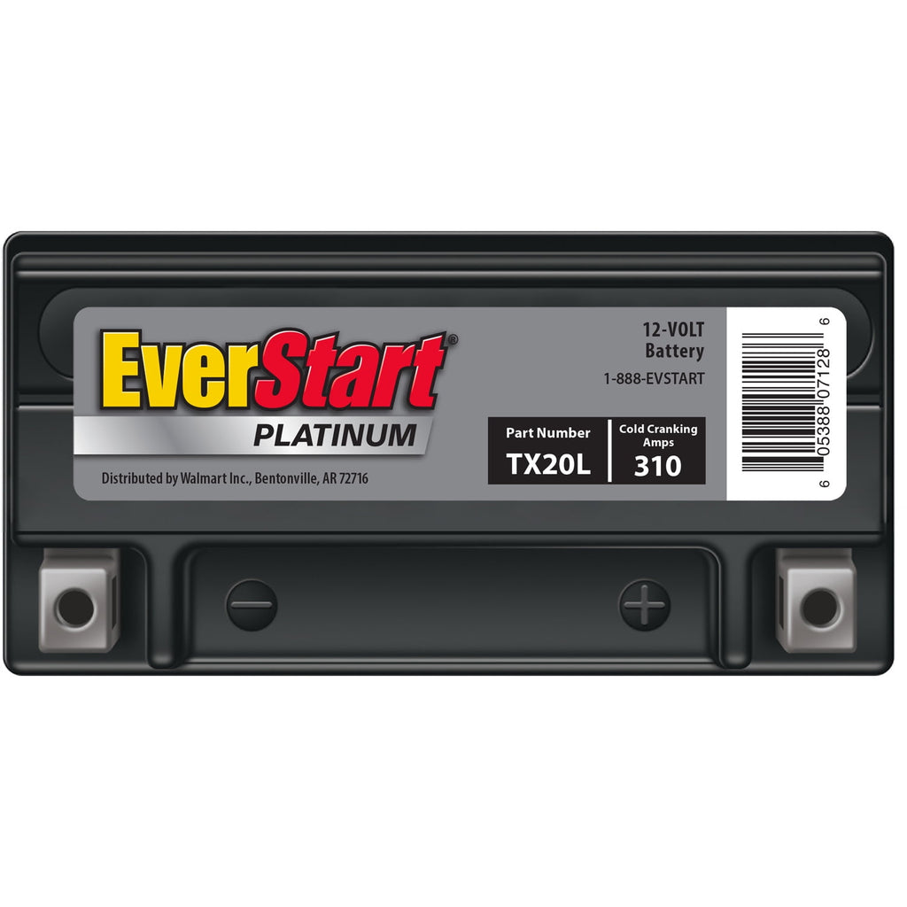 EverStart Platinum BOXED AGM Power Sport Battery, Group Size TX20L 12 Volt, 310 CCA