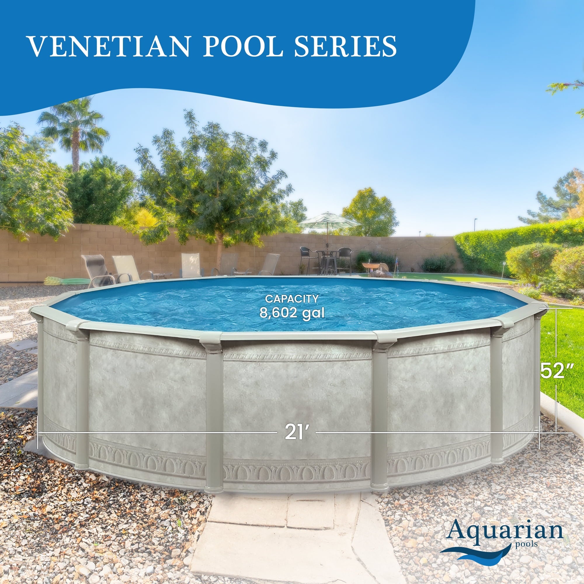 Aquarian Phoenix 18' x 52 Steel Frame DIY Family Above Ground Pool Kit