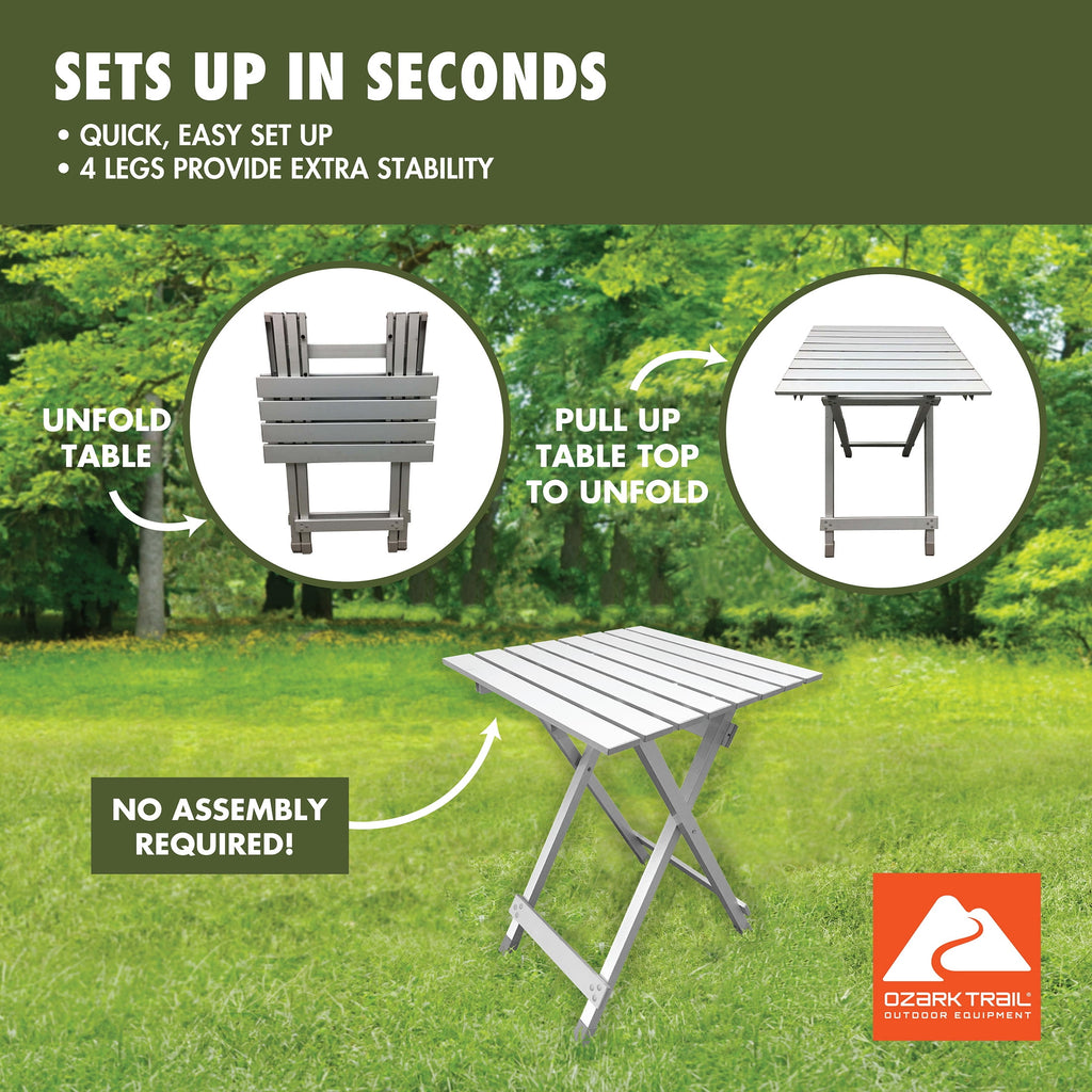Ozark Trail Aluminum Camping Table, Silver