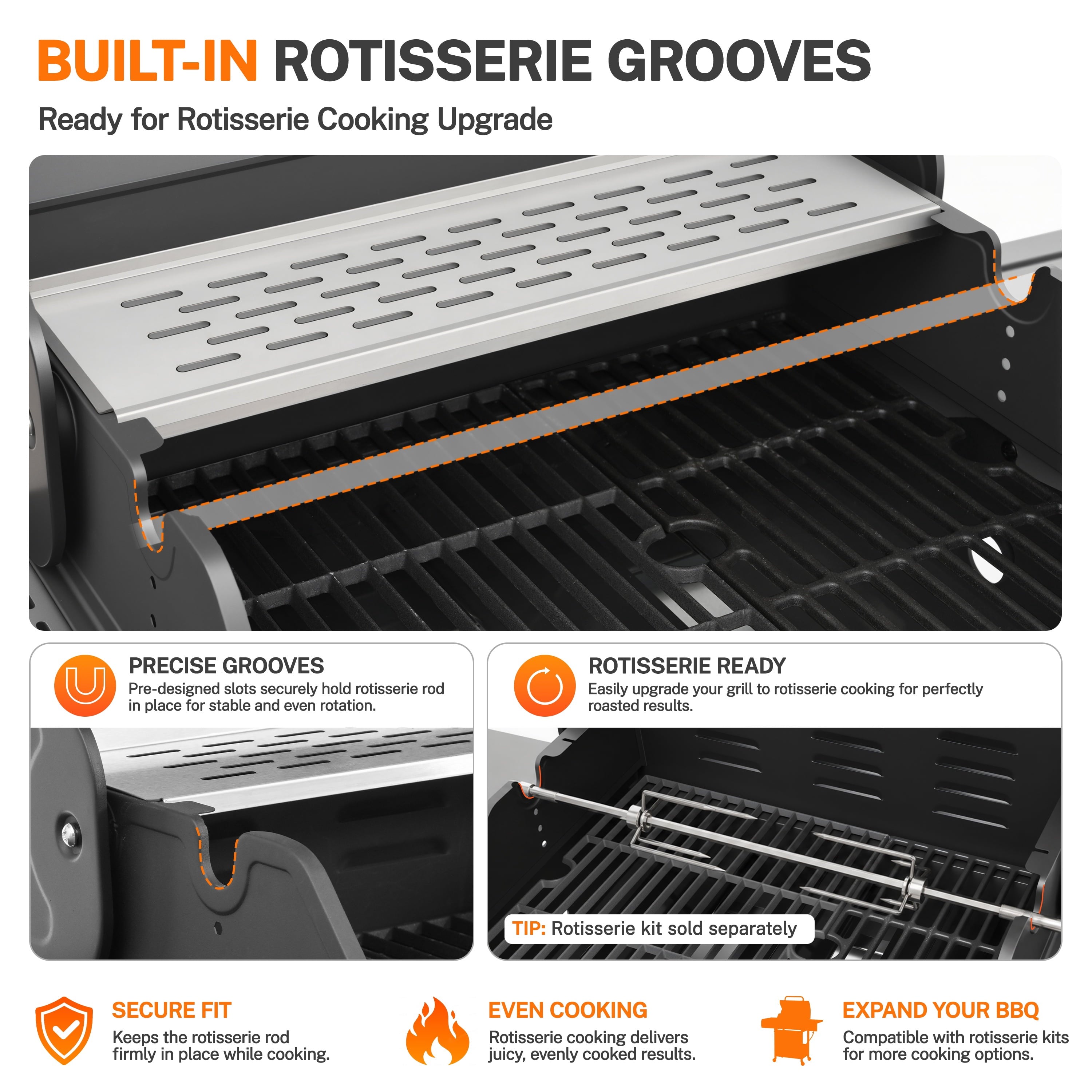 Segmart 3 Burner Propane Gas Grill with Side Burner, 37,000 BTU Outdoor Cooking BBQ Grill with Porcelain-Enameled Cast Iron Grates, Equipped with Temperature, Tool Hooks, and Bottle Opener