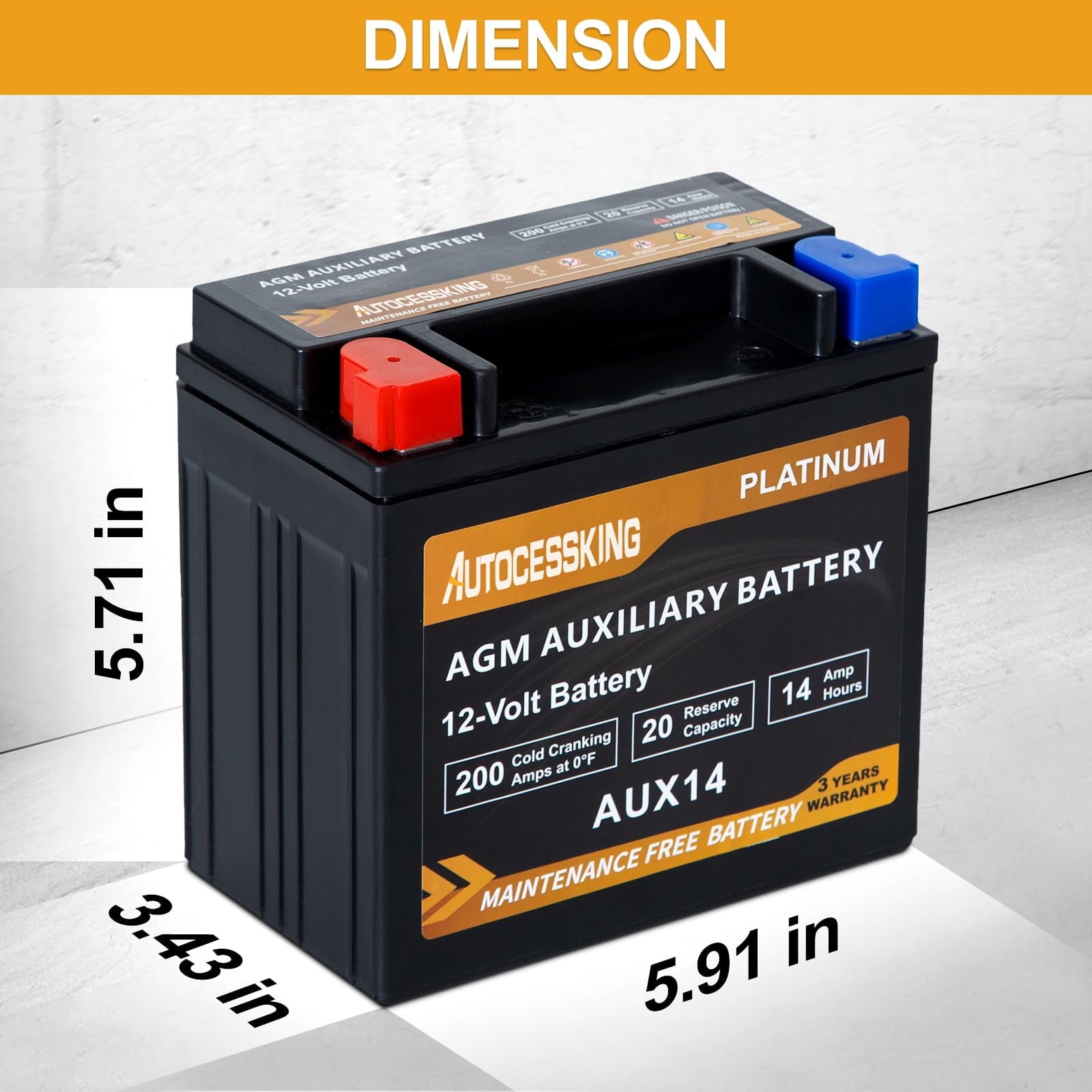 Autocessking Platinum AGM Battery, Group 47 Rechargeable Automotive Batteries for Car, 12V H5 680CCA 60Ah 100RC