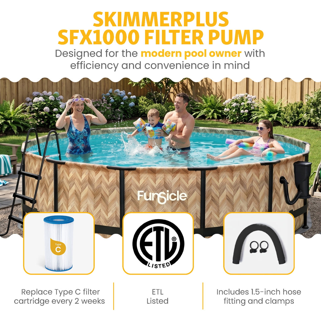 Funsicle 14ft Round Oasis Above Ground Pool with SkimmerPlus Filter Pump, Age 6 & up