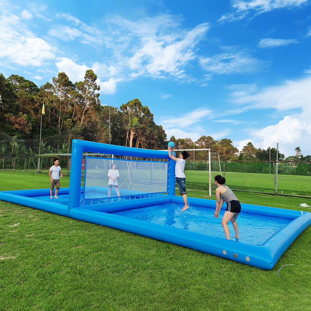 Relunch 33FT Inflatable Volleyball Court, 2 in 1 Volleyball Pool Football Court Water Soccer Field with 800W Blower for Beach Backyard Outdoor Summer Party ,33ft(L) x 16.5ft(W) x 7ft(H)