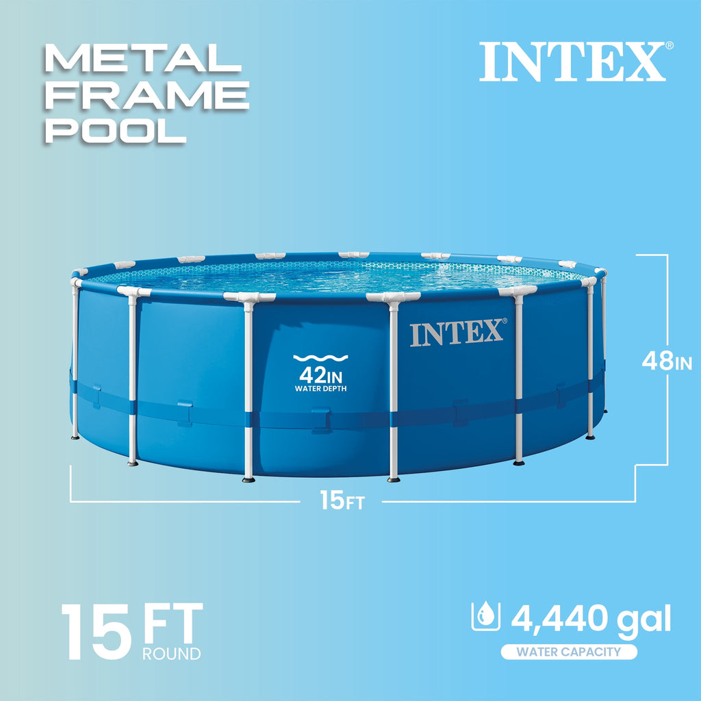 Intex 15ft x 48in Frame Swimming Pool Set w/ Pump and Filter Pump Cartridges