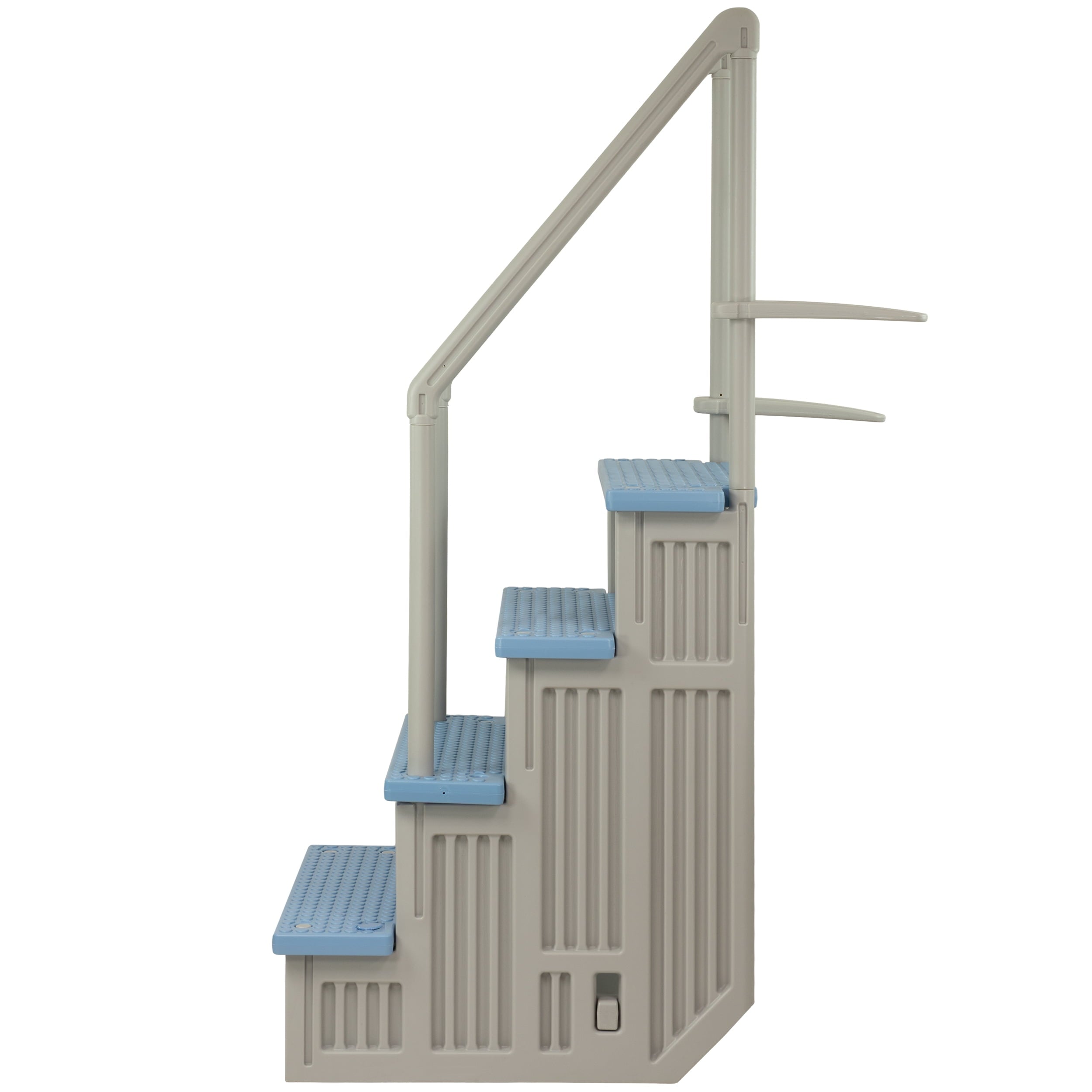 Aqua Select White Anti-Slip Pool Steps with White Steps and White Outside Flip-up Safety Ladder, 48-54H