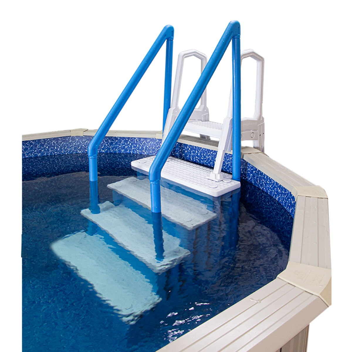 Aqua Select White Outside Flip-up Safety Ladder for Above Ground Pools 48-54H