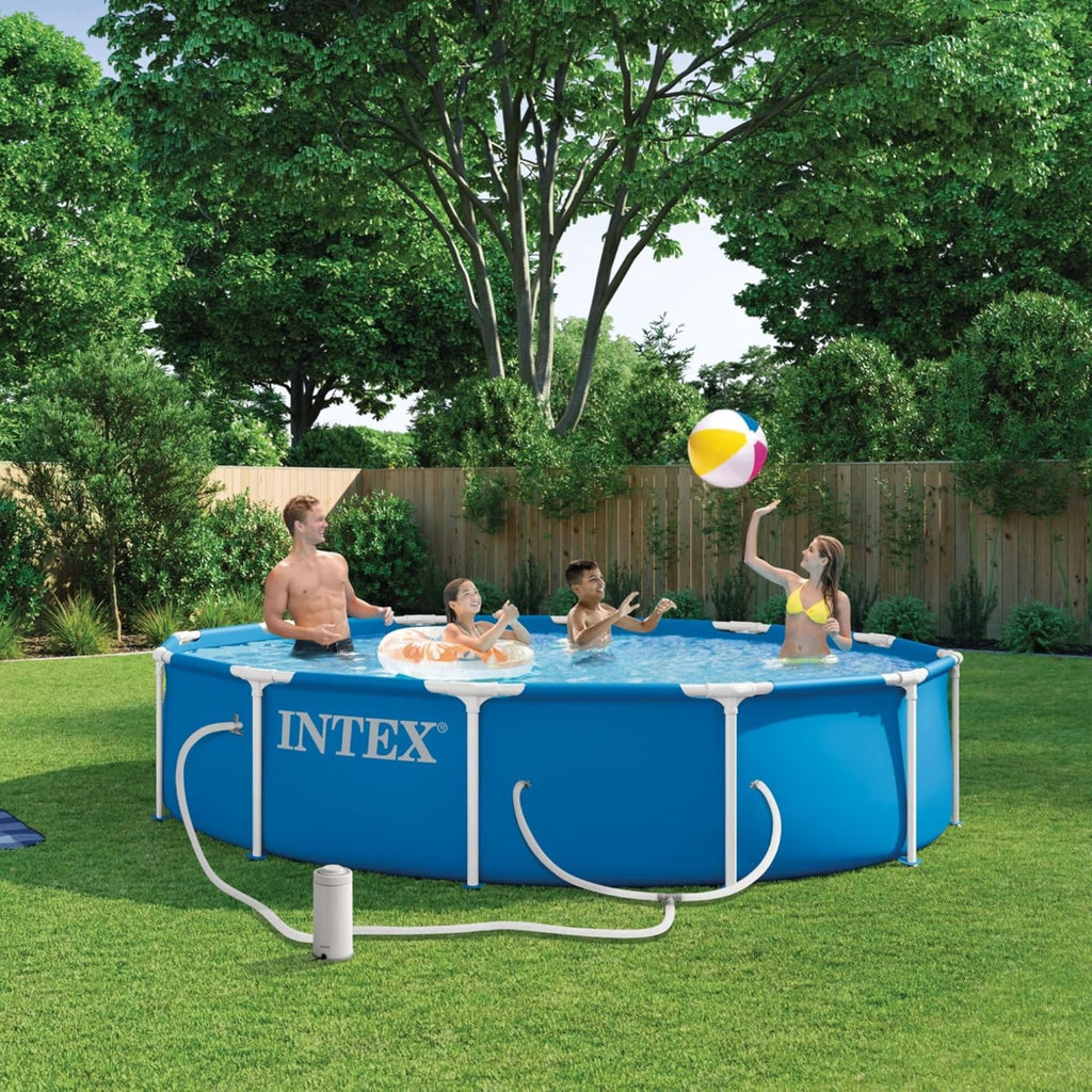 INTEX Metal Frame 10ft x 30in Above Ground Swimming Pool Set w/ Filter Pump