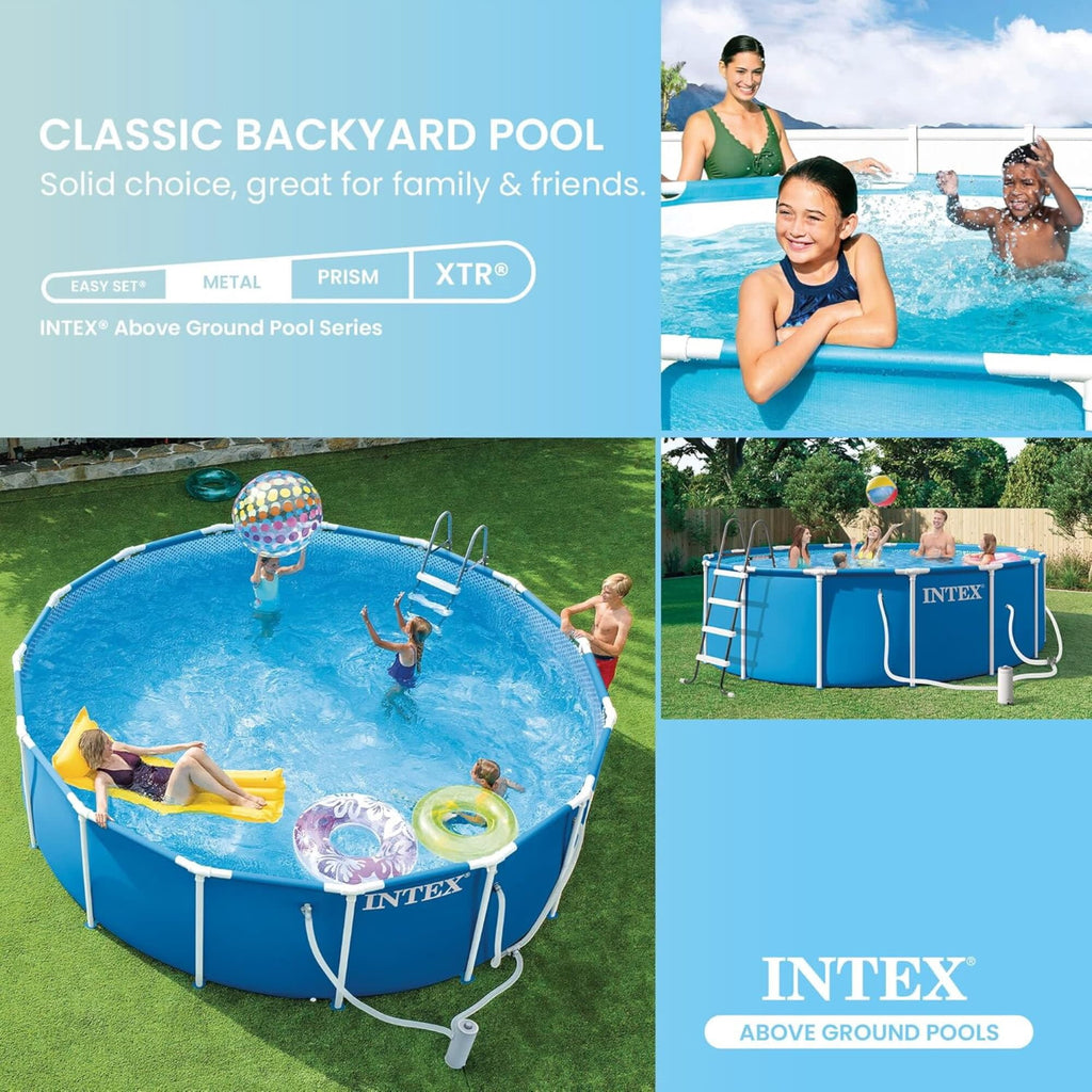INTEX Metal Frame 10ft x 30in Above Ground Swimming Pool Set w/ Filter Pump