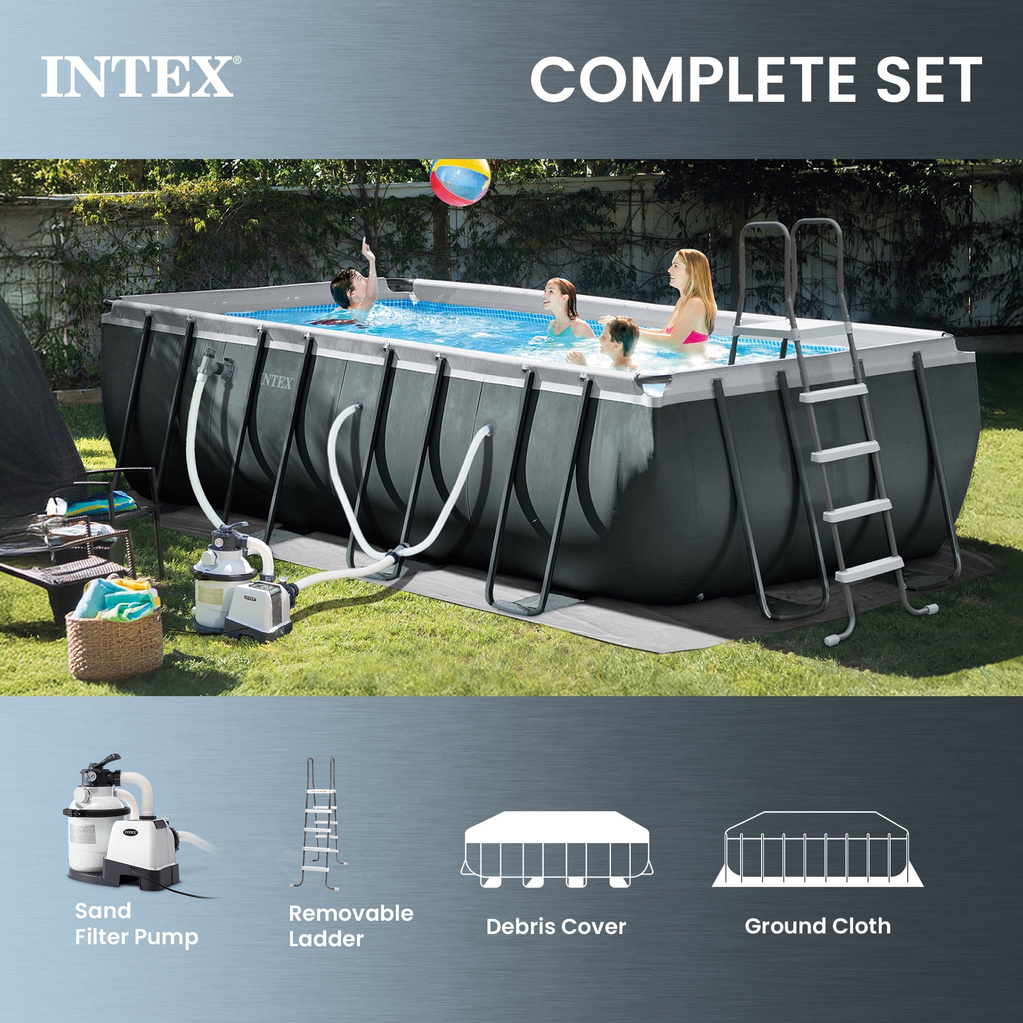 INTEX 18ft x 9ft x 52in Ultra XTR Above Ground Pool, Floats (2 Pack), & Inflatable Cooler